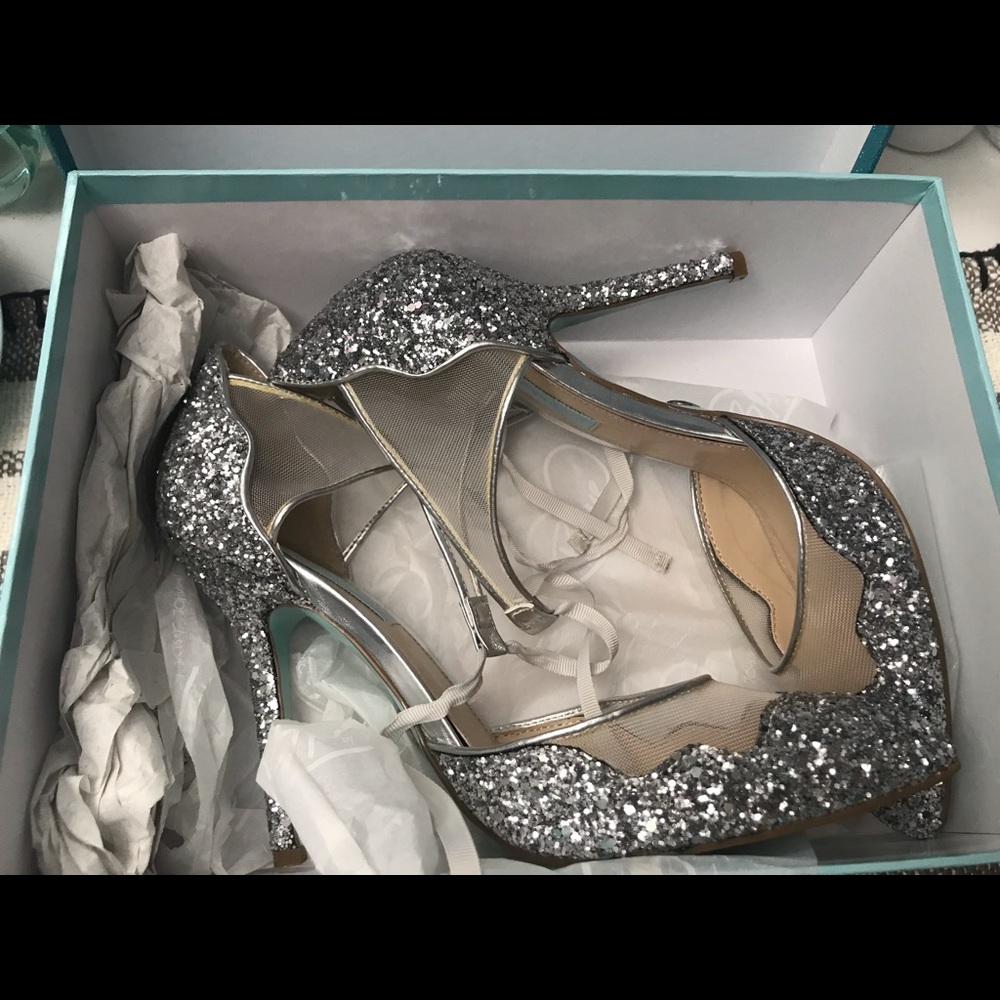 Betsey Johnson glitter heels - in box!